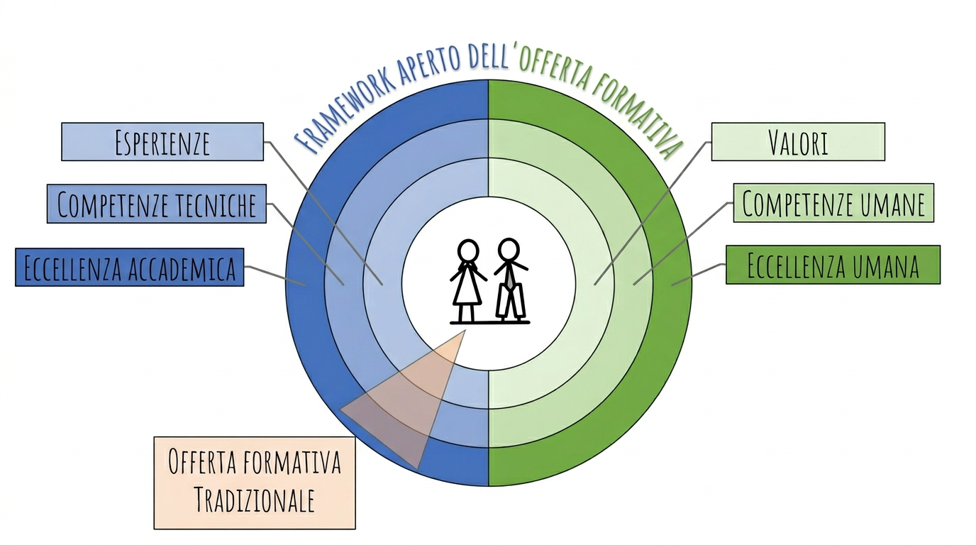 Education Offer Open Framework - Diagramma circolare con piano delle competenze, esperienze e valori